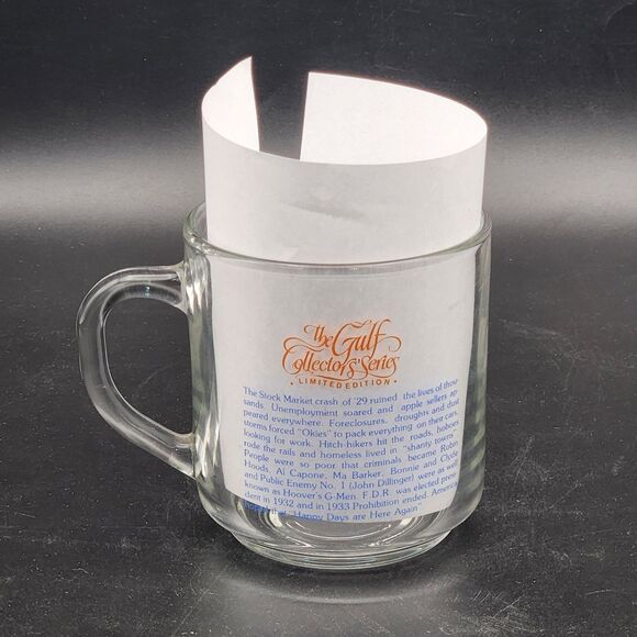Gulf Oil Collector's Series Glass Mug The Great Depression Years Coffee Cup 8 oz - Picture 7 of 10